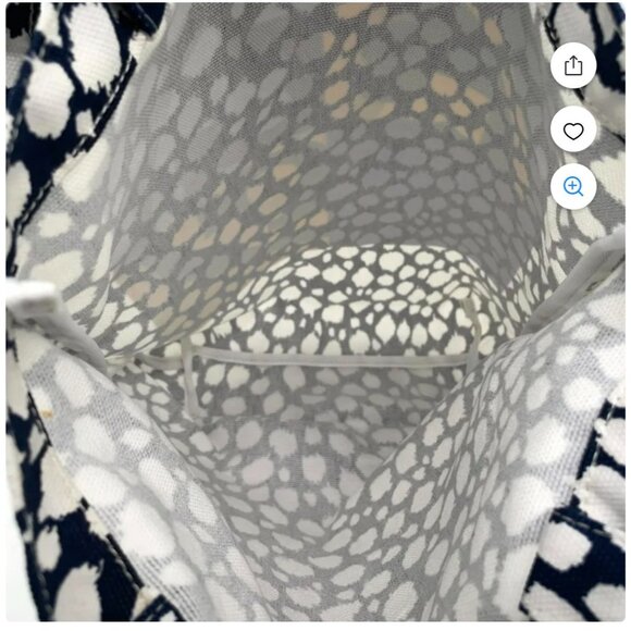 New Tory Burch Colorblock Logo Navy Snow Leopard Canvas Tote Bag Navy Green M - Picture 6 of 10